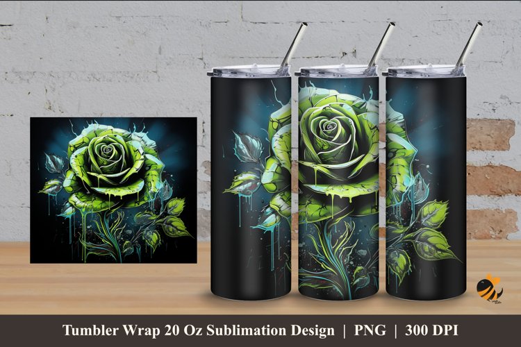 Graffiti Rose Tumbler Wrap Sublimation Design 4