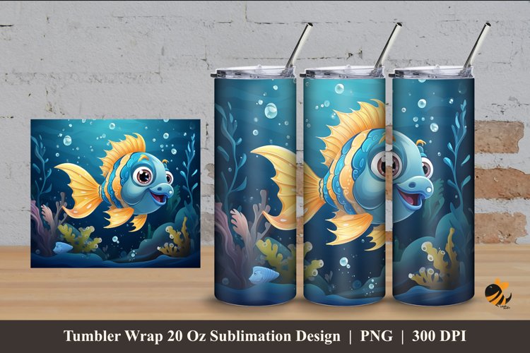 Aquatic Wonderland Tumbler Wrap Sublimation Design 4