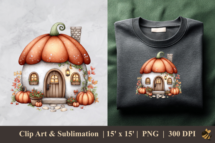 Mushroom House Fall DTF Sublimation Clipart Design 4