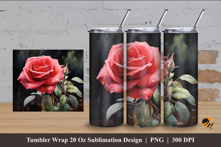 Forest Rose Tumbler Wrap Sublimation Design 4 example image 1