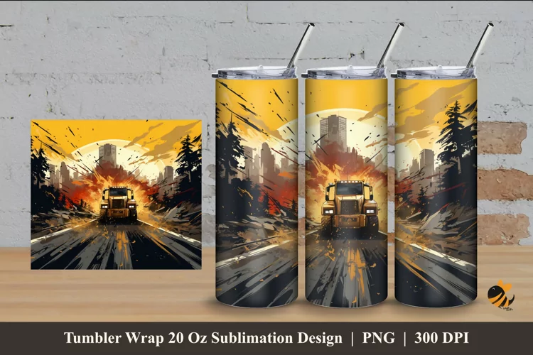 Bulldozer Off Road Tumbler Wrap Sublimation Design 4
