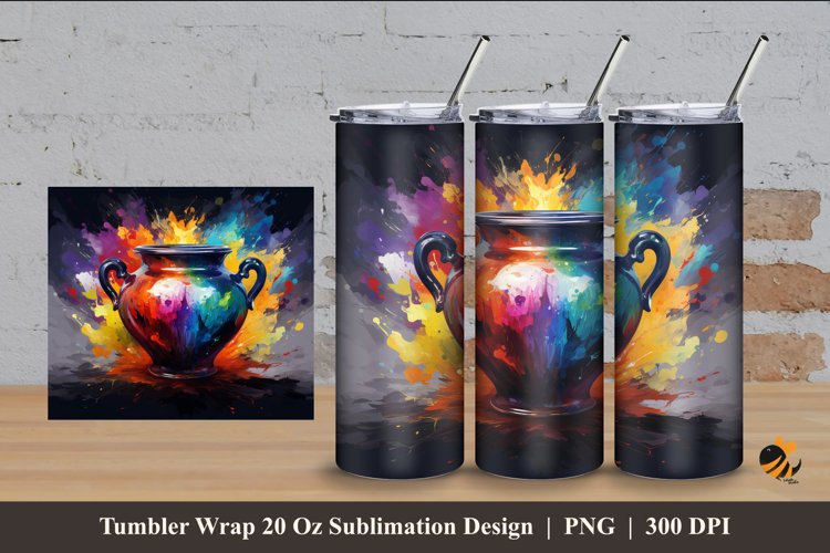 Colorful Urn Tumbler Wrap Sublimation Design 4