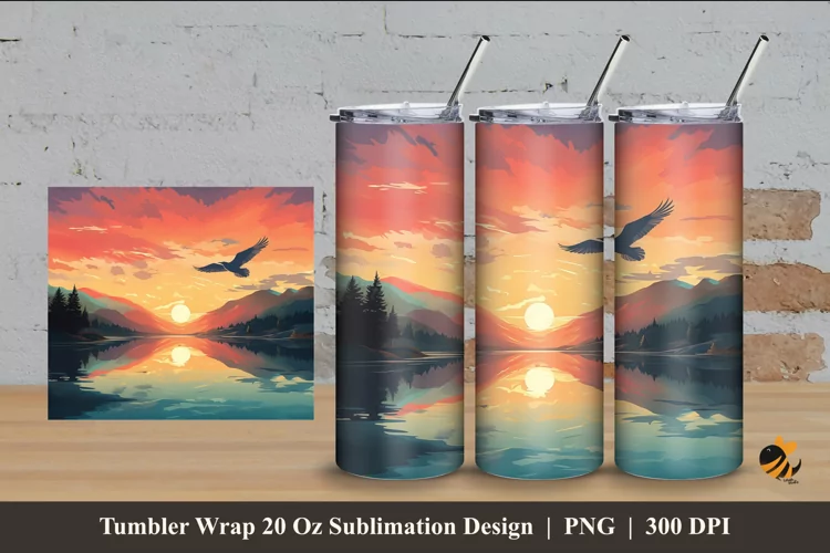 Natural Sunset Tumbler Wrap Sublimation Design 4