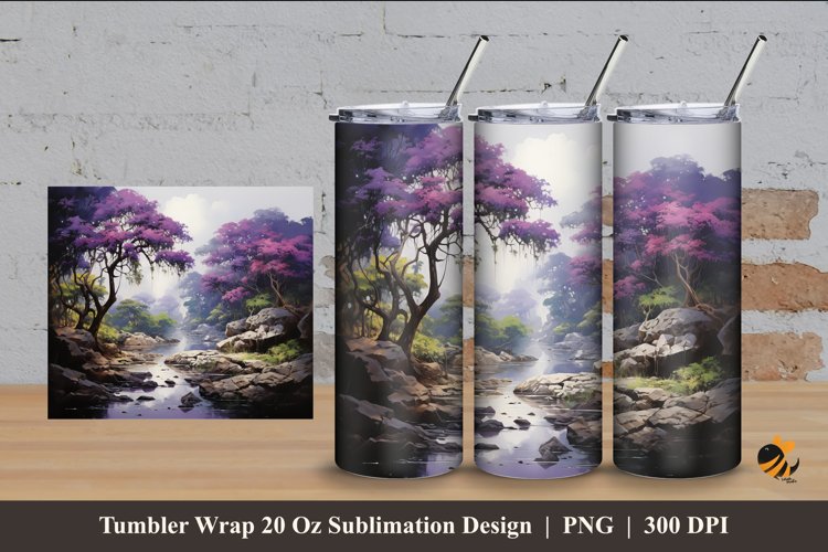 African Purple Tumbler Wrap Sublimation Design 4 example image 1