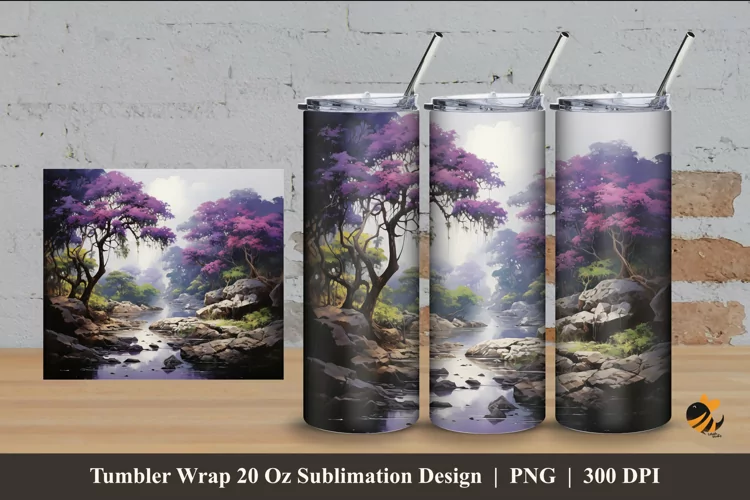 African Purple Tumbler Wrap Sublimation Design 4