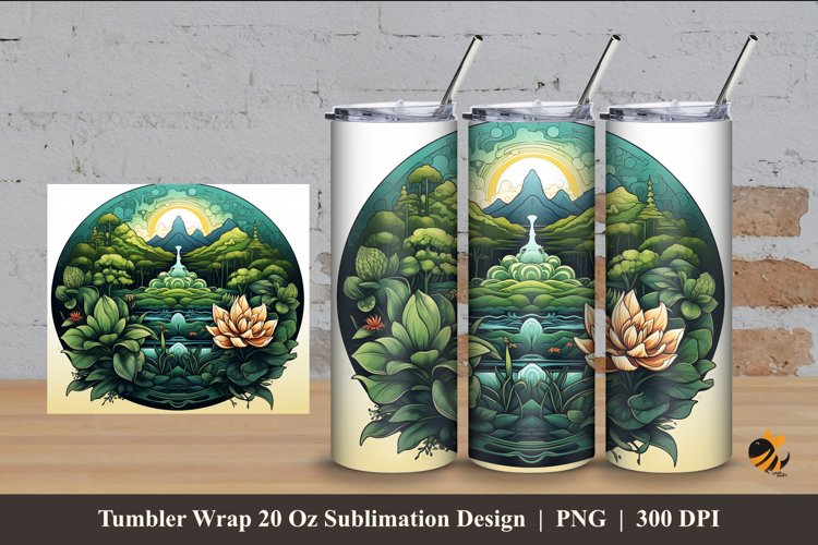 Natural Greenness Tumbler Wrap Sublimation Design 4 example image 1