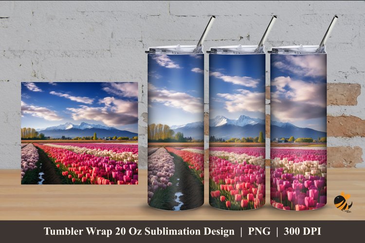 Tulip Garden Tumbler Wrap Sublimation Design 4 example image 1