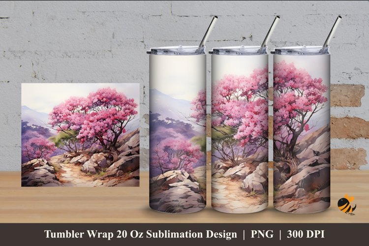 Light Tree Tumbler Wrap Sublimation Design 4 example image 1