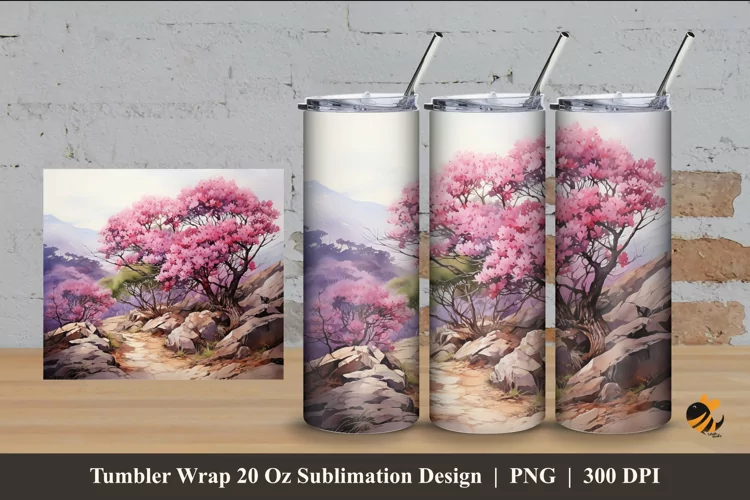 Light Tree Tumbler Wrap Sublimation Design 4