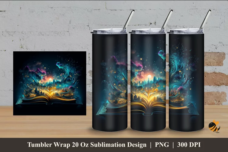 Fantasy Book Tumbler Wrap Sublimation Design 4