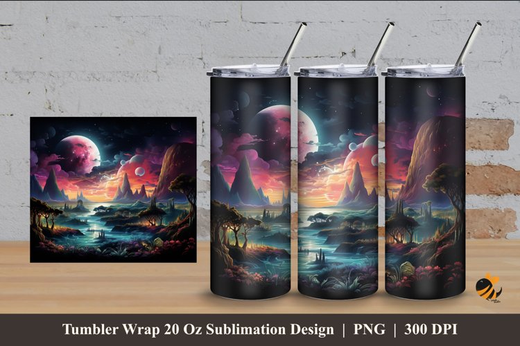 Fantasy Island Tumbler Wrap Sublimation Design 4 example image 1