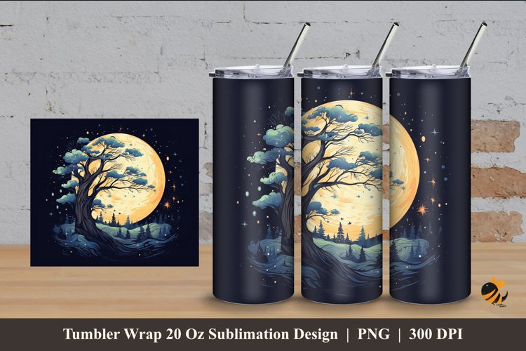 Magical Night Tumbler Wrap Sublimation Design 4 example image 1