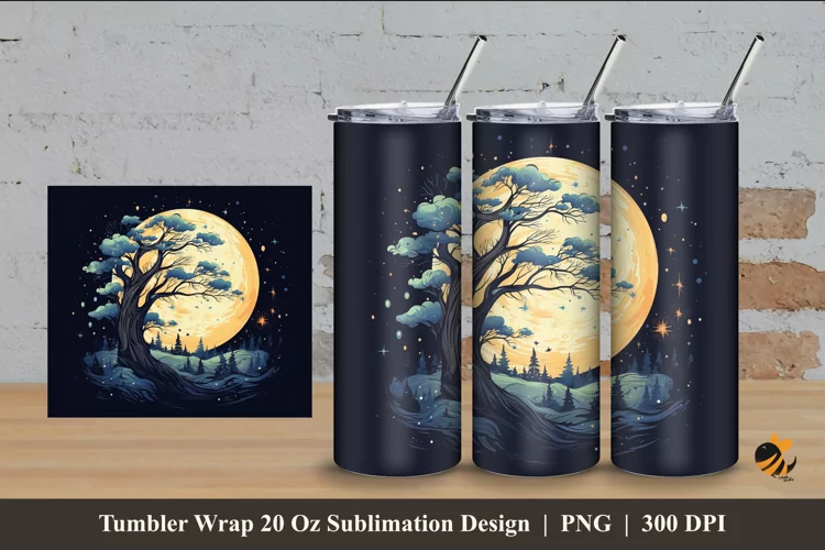 Magical Night Tumbler Wrap Sublimation Design 4