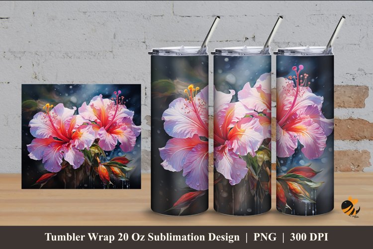 Brazilian Flower Tumbler Wrap Sublimation Design 4 example image 1