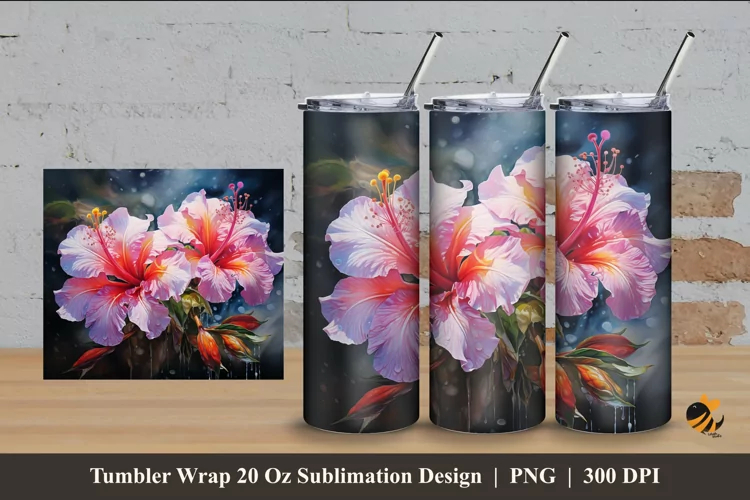 Brazilian Flower Tumbler Wrap Sublimation Design 4