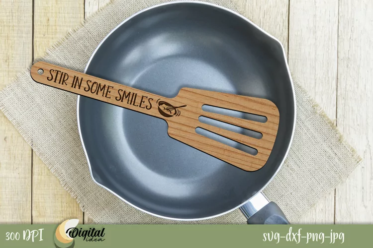 3D Engraved Wooden Spatulas. Kitchen Laser Cut Design. SVG.