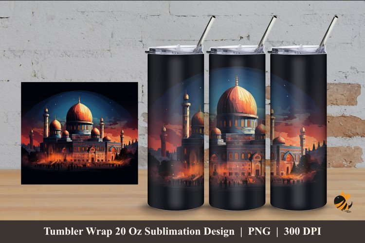 Ramadhan Mosque Tumbler Wrap Sublimation Design 4 example image 1
