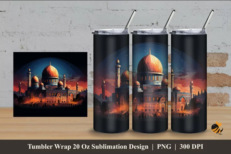 Ramadhan Mosque Tumbler Wrap Sublimation Design 4