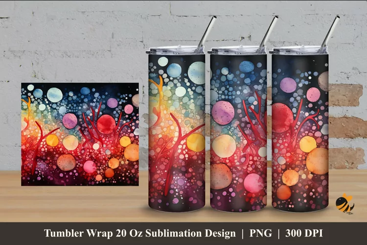 Multicolor Microorganisms Tumbler Wrap Sublimation Design 4