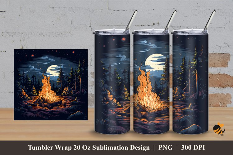 Outdoor Camping Tumbler Wrap Sublimation Design 4