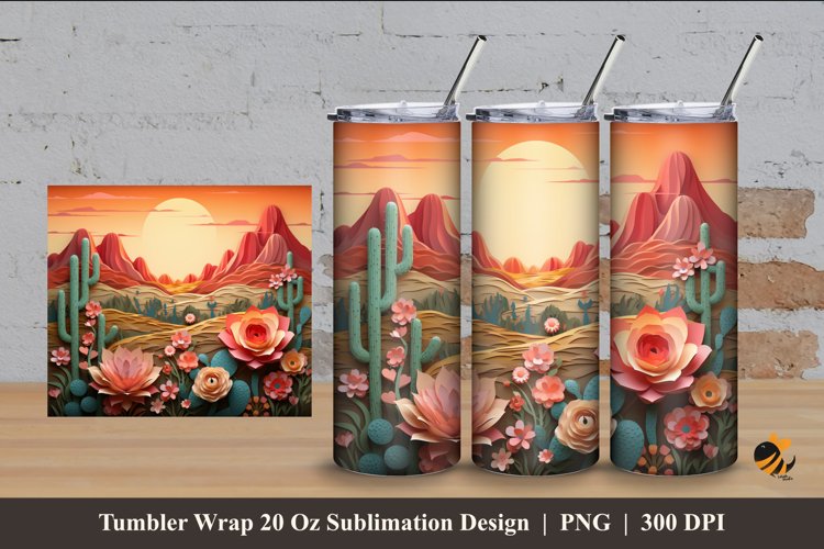Desert Landscape Tumbler Wrap Sublimation Design 4 example image 1