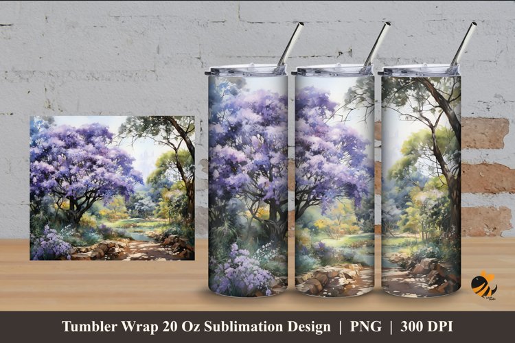 Tree Park Tumbler Wrap Sublimation Design 4 example image 1