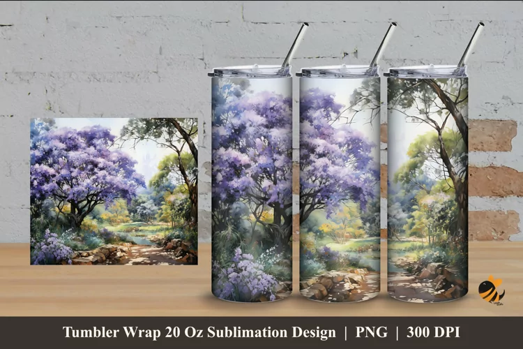 Tree Park Tumbler Wrap Sublimation Design 4