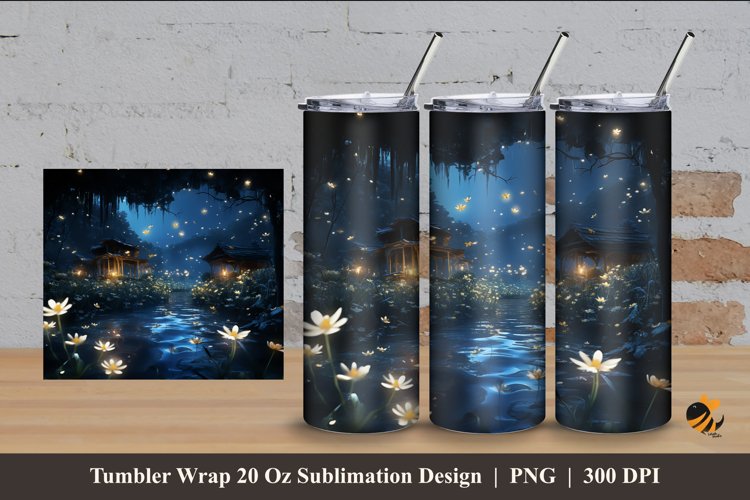 Beauty Night Tumbler Wrap Sublimation Design 4