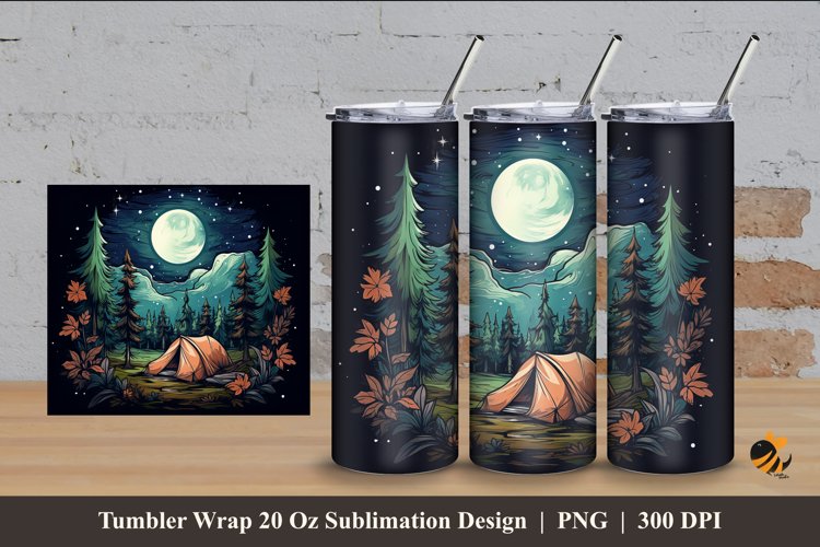 Evening Serenade Tumbler Wrap Sublimation Design 4 example image 1