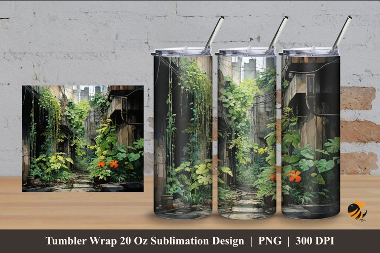 Artificial Forest Tumbler Wrap Sublimation Design 4 example image 1