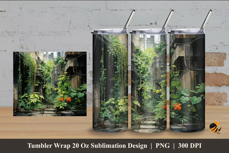 Artificial Forest Tumbler Wrap Sublimation Design 4
