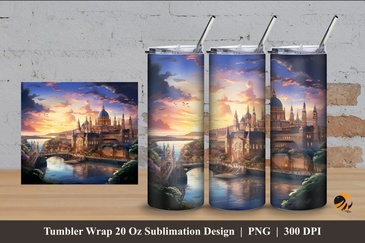 Magnificent Palace Tumbler Wrap Sublimation Design 4 example image 1