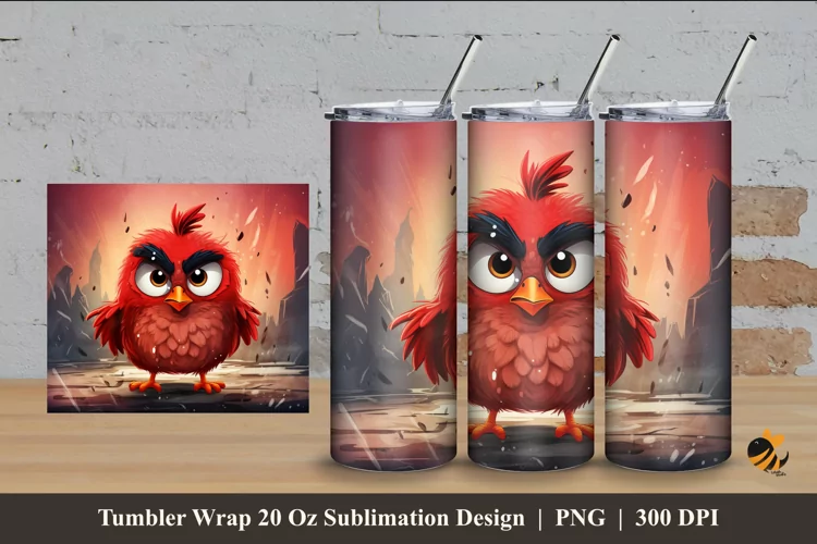 Angry Red Bird Tumbler Wrap Sublimation Design 4