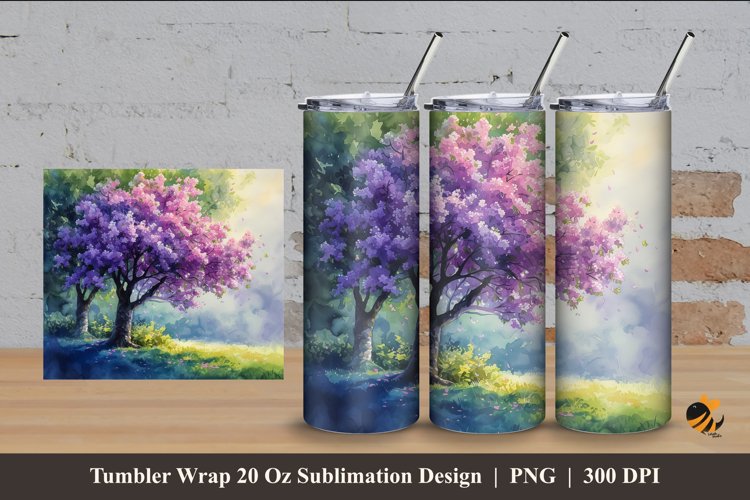 Spring Garden Tumbler Wrap Sublimation Design 4 example image 1