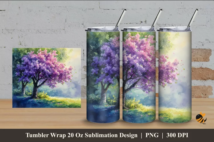Spring Garden Tumbler Wrap Sublimation Design 4