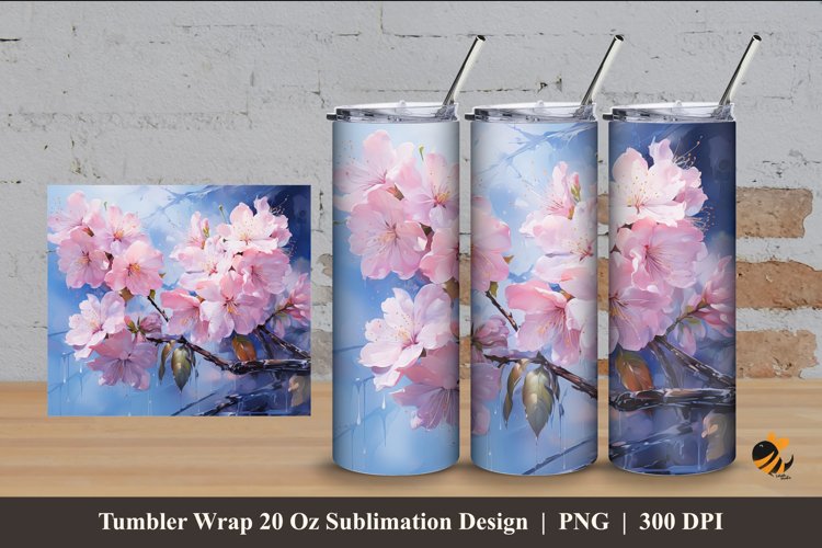 Bloom Flower Tumbler Wrap Sublimation Design 4