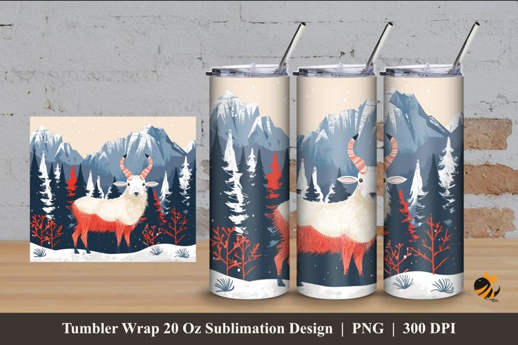 Mountain Goat Tumbler Wrap Sublimation Design 4