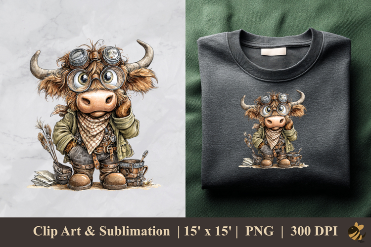 Highland Cattle Fantasy DTF Sublimation Clipart Design 4