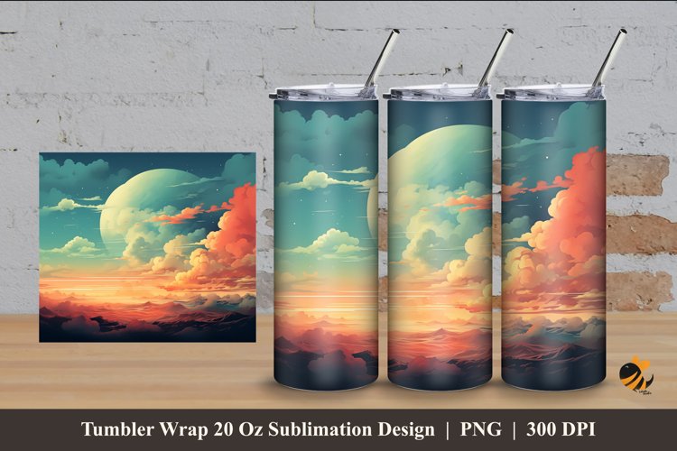 Peaceful Vintage Tumbler Wrap Sublimation Design 4 example image 1