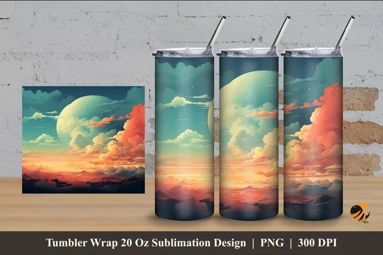 Peaceful Vintage Tumbler Wrap Sublimation Design 4