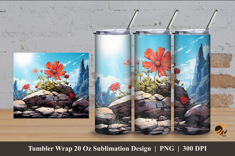Celestial Blossoms Tumbler Wrap Sublimation Design 4 example image 1