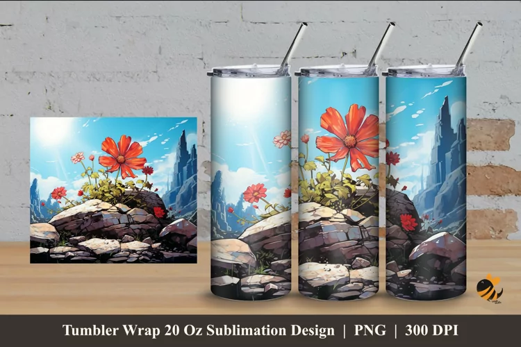 Celestial Blossoms Tumbler Wrap Sublimation Design 4