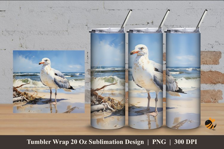 Sea Gull Tumbler Wrap Sublimation Design 4