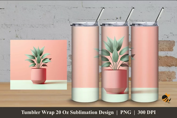 Plant's Pot Tumbler Wrap Sublimation Design 4