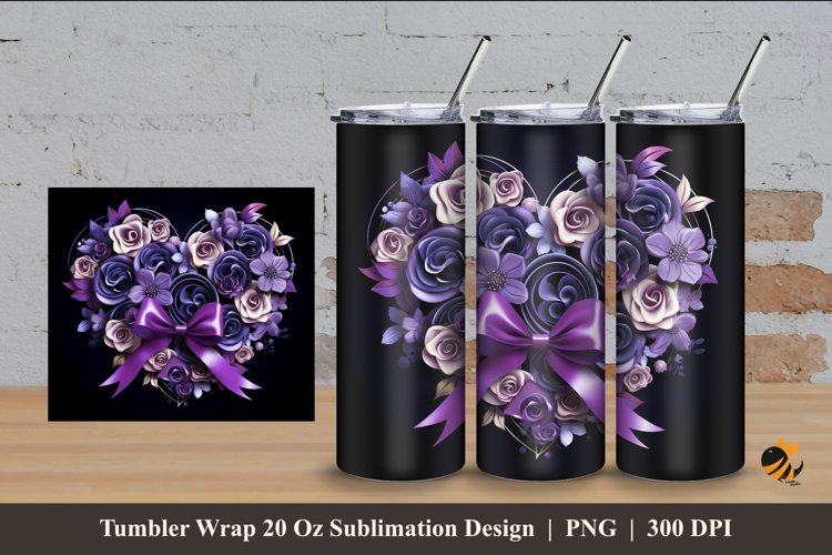 Luxury Rose Tumbler Wrap Sublimation Design 4 example image 1