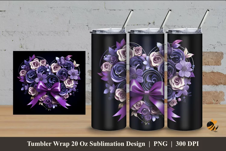 Luxury Rose Tumbler Wrap Sublimation Design 4
