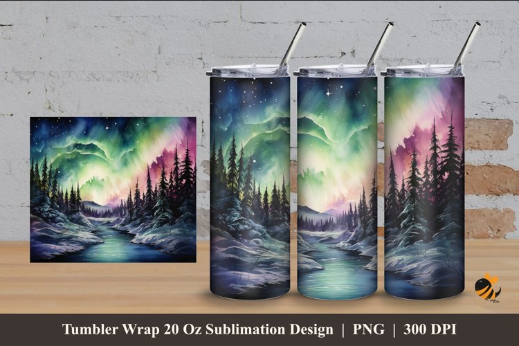 Beauty Aurora At Nature Tumbler Wrap Sublimation Design 4