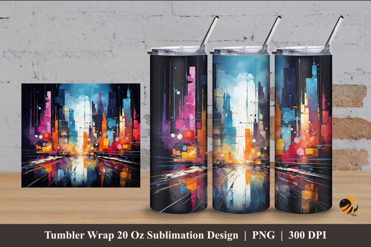 Abstract City Design Tumbler Wrap Sublimation Design 4