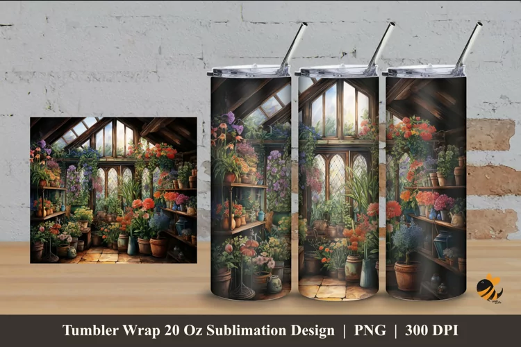 Inside Green House Tumbler Wrap Sublimation Design 4