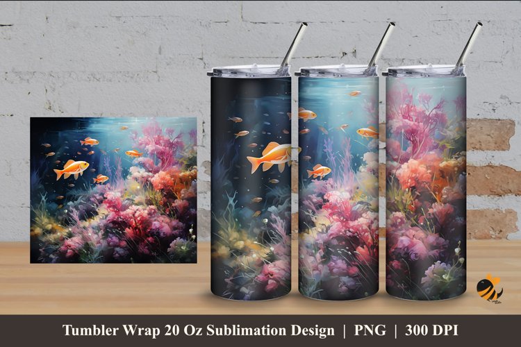Nature Aquarium Tumbler Wrap Sublimation Design 4
